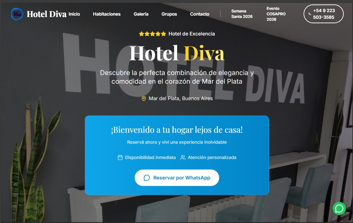 Captura de Hotel Diva — Web Principal